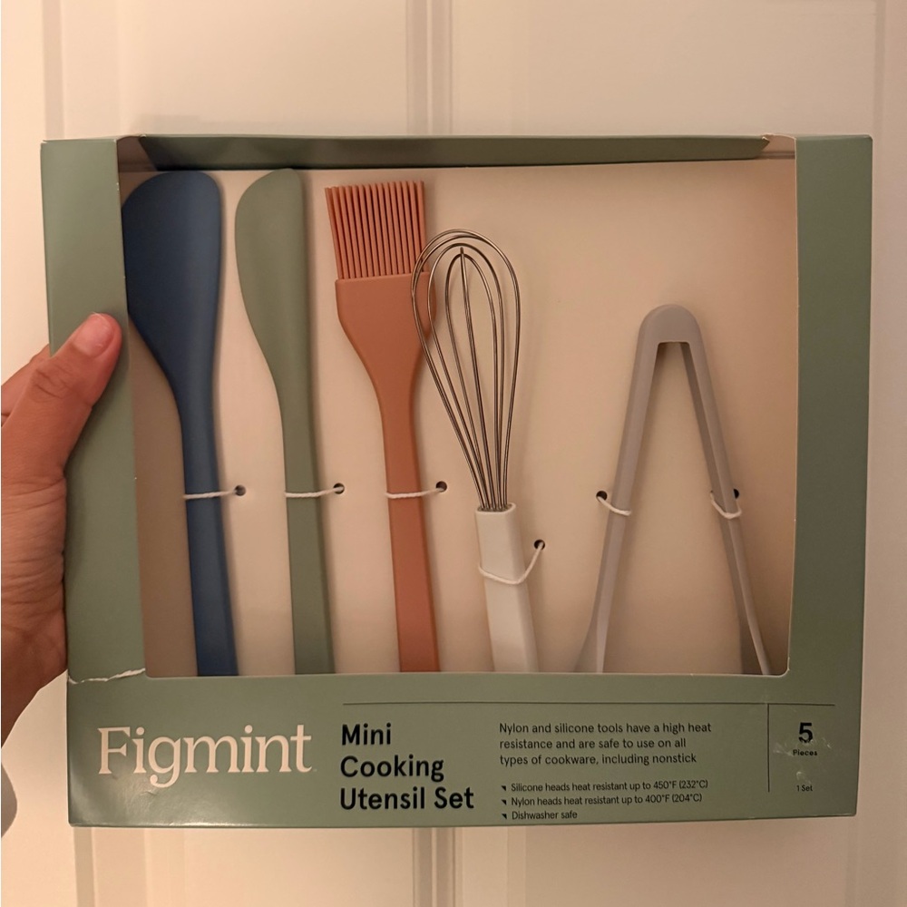 Figmint Blue, Tan, and Gray Mini Cooking Utensil Set